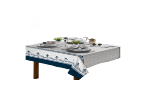 Toalha De Mesa 4 Lugares Quadrada Rustica Luxo 1,40x1,40m Flor De Lis