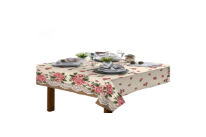 Toalha De Mesa 4 Lugares Quadrada Rustica Luxo 1,40x1,40m Floral Isabela