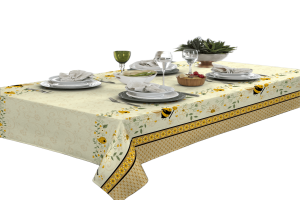 Toalha De Mesa 6 Lugares Retangular Rustica Luxo 1,40x2,10m Abelha Mel