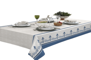 Toalha De Mesa 6 Lugares Retangular Rustica Luxo 1,40x2,10m Flor De Lis