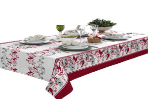 Toalha De Mesa 6 Lugares Retangular Rustica Luxo 1,40x2,10m Passaro