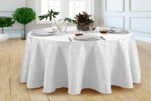 Toalha De Mesa Jacquard Redonda Gigante Buffet 2,80m Branca