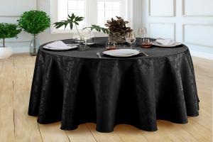 Toalha De Mesa Jacquard Redonda Gigante Buffet 2,80m Preto