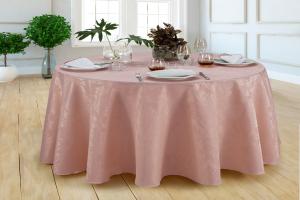 Toalha De Mesa Jacquard Redonda Gigante Buffet 2,80m Rose